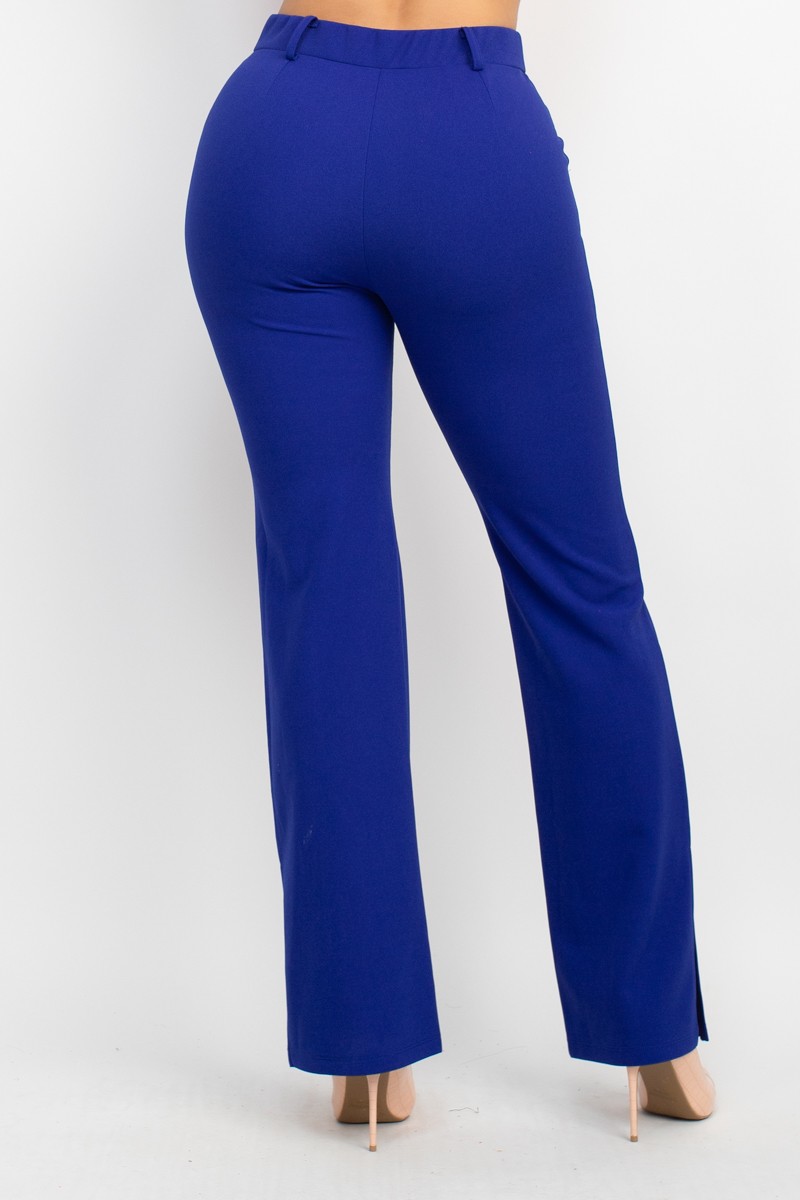 Elastic Back Side Slit Pants - Zarina's Boutique